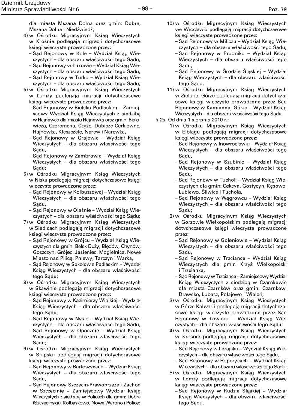 Wieczystych dla obszaru właściwości tego Sąd Rejonowy w Łukowie Wydział Ksiąg Wieczystych dla obszaru właściwości tego Sąd Rejonowy w Turku Wydział Ksiąg Wieczystych dla obszaru właściwości tego 5) w