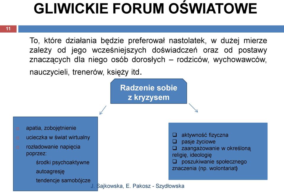 Radzenie sobie z kryzysem apatia, zobojętnienie ucieczka w świat wirtualny rozładowanie napięcia poprzez: środki psychoaktywne
