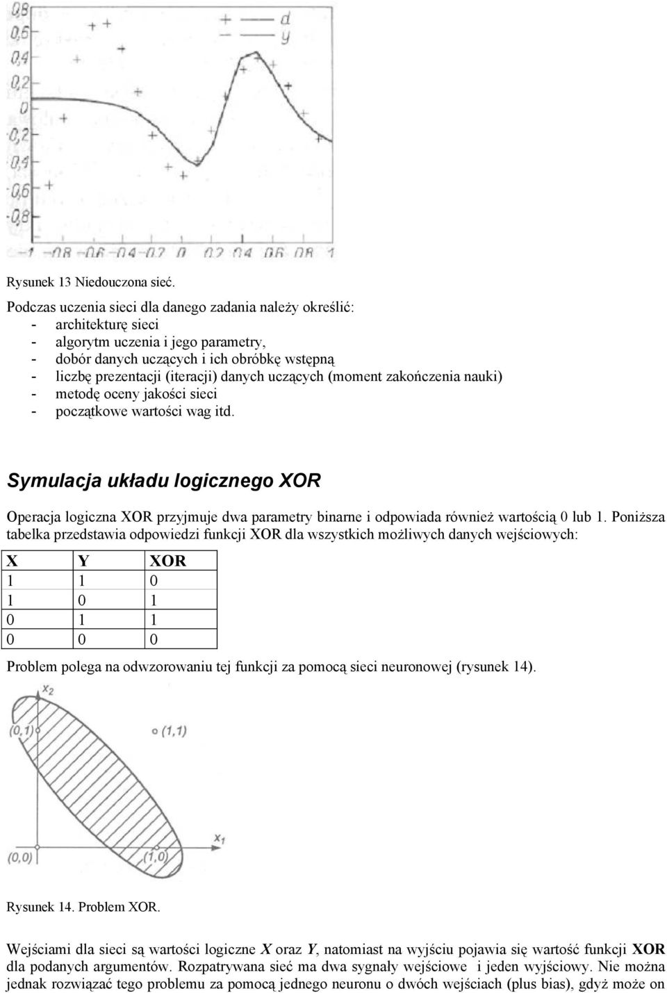 zakończena nauk) - metodę oceny jakośc sec - początkowe wartośc wag td. Symulacja układu logcznego XOR Operacja logczna XOR przyjmuje dwa parametry bnarne odpowada równeż wartoścą 0 lub 1.