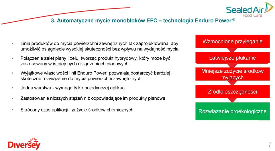 Wyjątkowe właściwości linii Enduro Power, pozwalają dostarczyć bardziej skuteczne rozwiązanie do mycia powierzchni zewnętrznych.