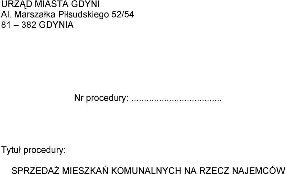 GDYNIA Nr procedury:.