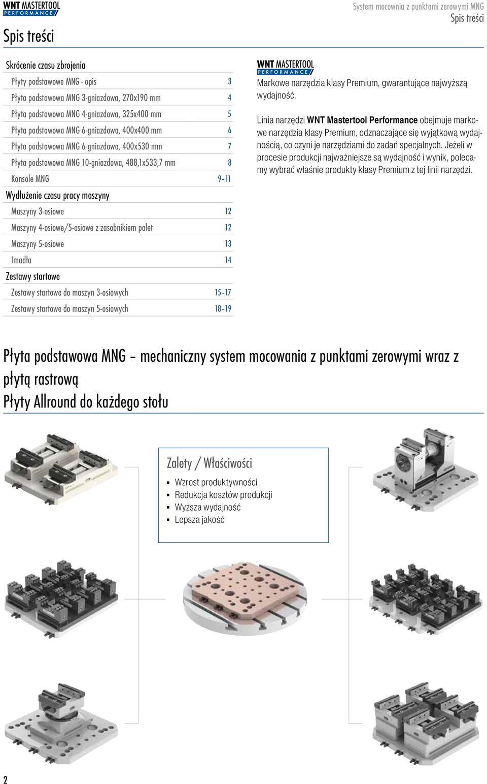 Imadła 14 Zestawy startowe Zestawy startowe do maszyn 3-osiowych 15 17 Zestawy startowe do maszyn 5-osiowych 18 19 Spis treści Markowe narzędzia klasy Premium, gwarantujące najwyższą wydajność.