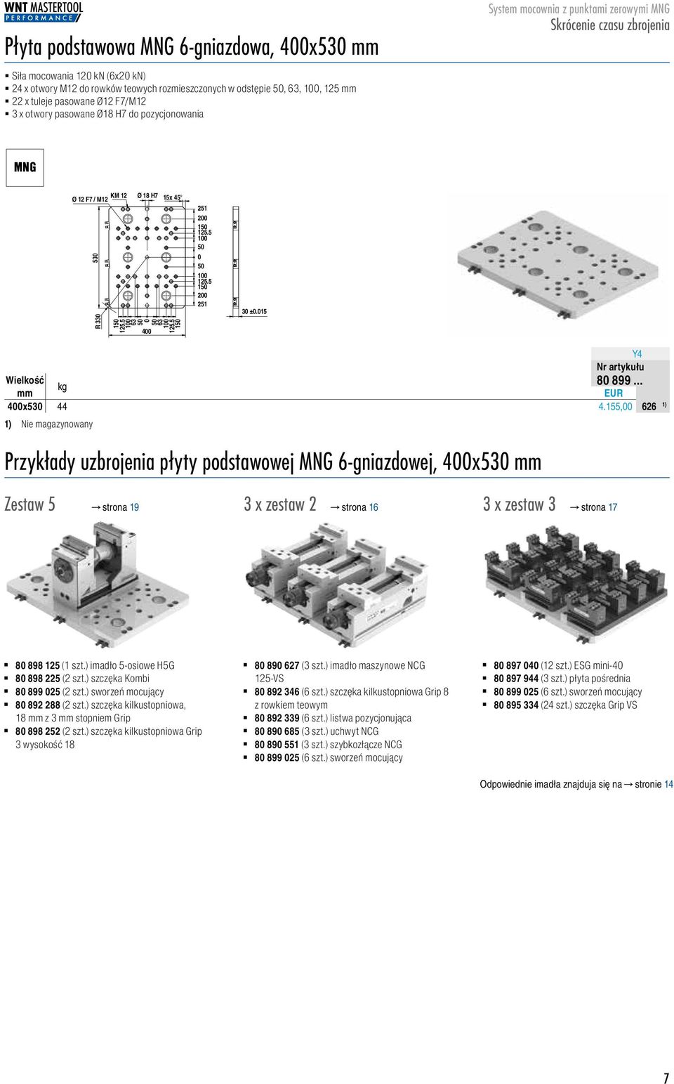 155, 8899626 1) Nie magazynowany Przykłady uzbrojenia płyty podstawowej 6-gniazdowej, 4x53 Zestaw 5 strona 19 3 x zestaw 2 strona 16 3 x zestaw 3 strona 17 1) 8 898 125 (1 szt.