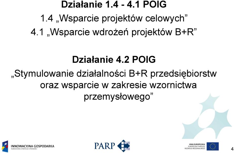 1 Wsparcie wdrożeń projektów B+R Działanie 4.