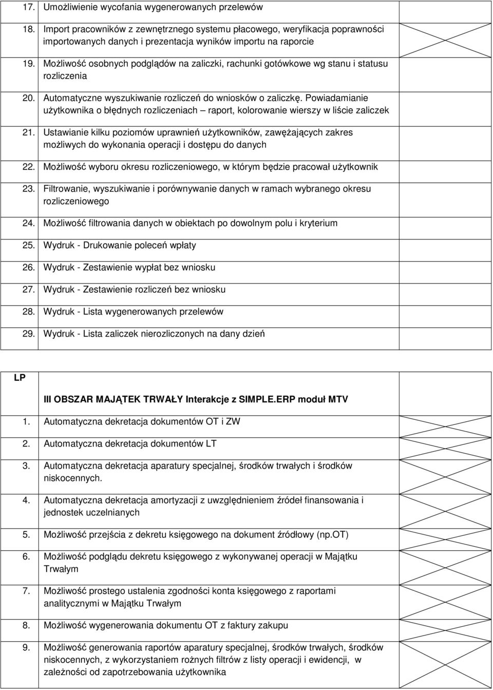 Powiadamianie uŝytkownika o błędnych rozliczeniach raport, kolorowanie wierszy w liście zaliczek 21.