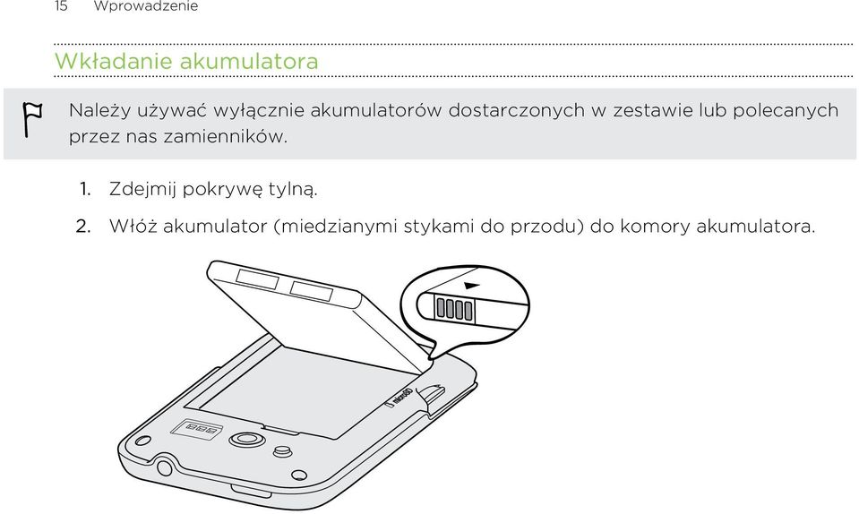polecanych przez nas zamienników. 1. Zdejmij pokrywę tylną.