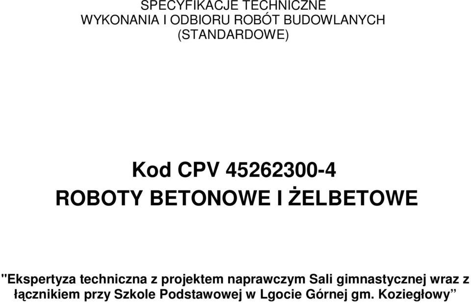 "Ekspertyza techniczna z projektem naprawczym Sali gimnastycznej