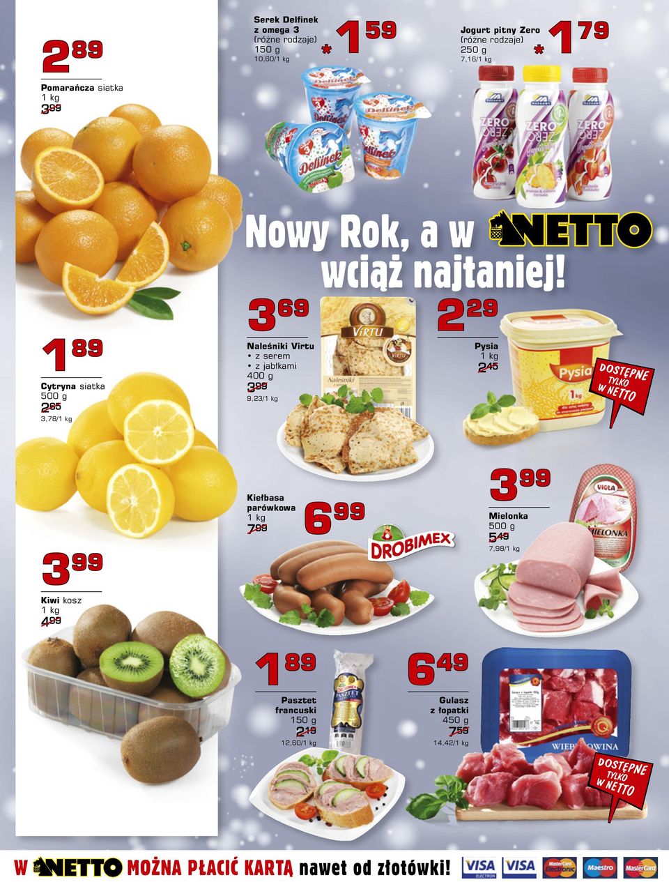 400 g 9,23/1 kg 2 29 Pysia 1 kg 2 45 Kiwi kosz 1 kg 4 Kiełbasa parówkowa 6 1 kg 7 Mielonka 500 g 5