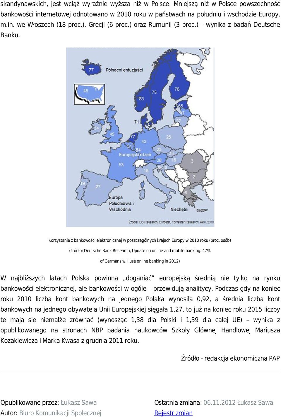 osób) (źródło: Deutsche Bank Research, Update on online and mobile banking.