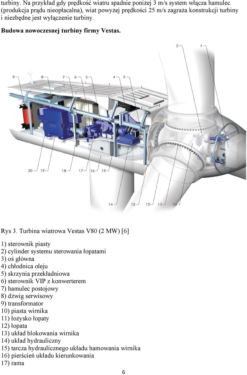 niezbędne jest wyłączenie  Budowa nowoczesnej turbiny firmy Vestas. Rys 3.