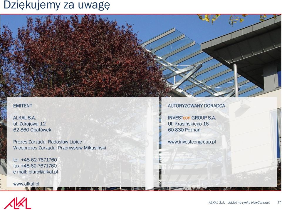 Przemysław Mikusiński AUTORYZOWANY DORADCA INVESTcon GROUP S.A. Ul.