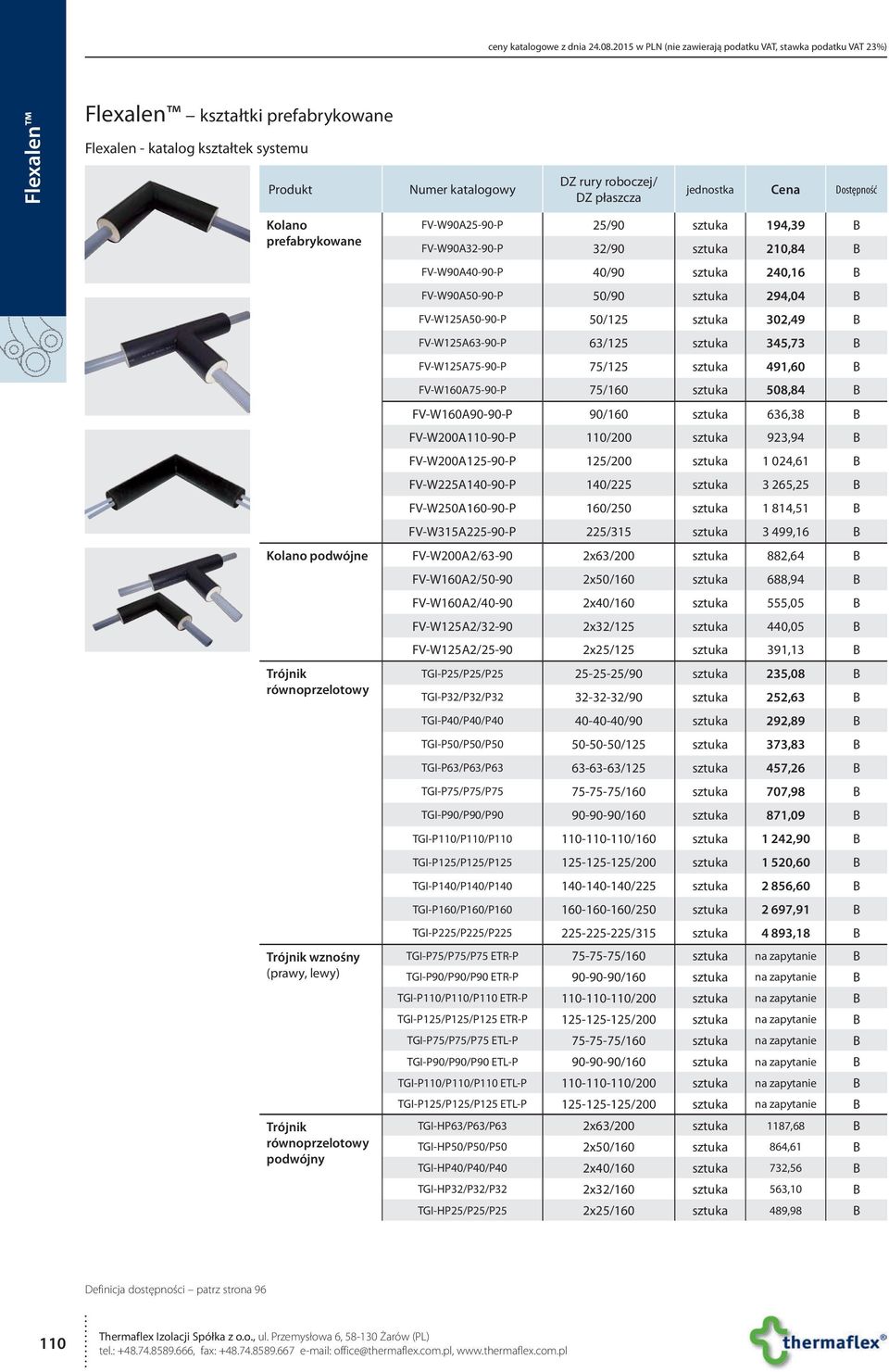 Dostępność Kolano prefabrykowane FV-W90A25-90-P 25/90 sztuka 194,39 B FV-W90A32-90-P 32/90 sztuka 210,84 B FV-W90A40-90-P 40/90 sztuka 240,16 B FV-W90A50-90-P 50/90 sztuka 294,04 B FV-W125A50-90-P