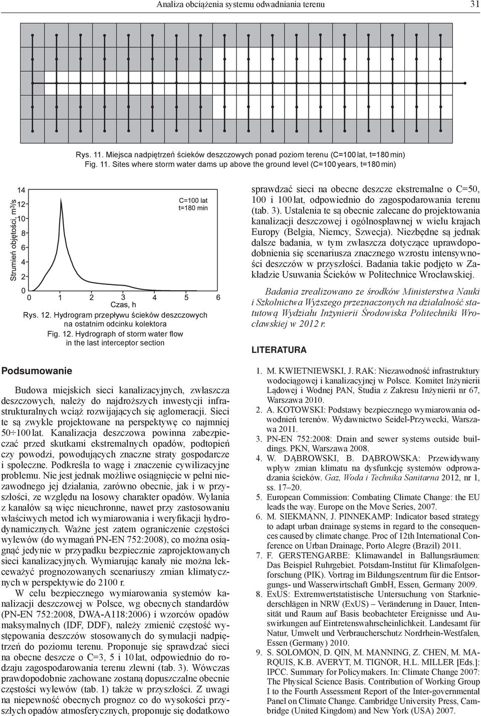 Hydrograph of storm water fl ow in the last interceptor section Podsumowanie Budowa miejskich sieci kanalizacyjnych, zwłaszcza deszczowych, należy do najdroższych inwestycji infrastrukturalnych wciąż
