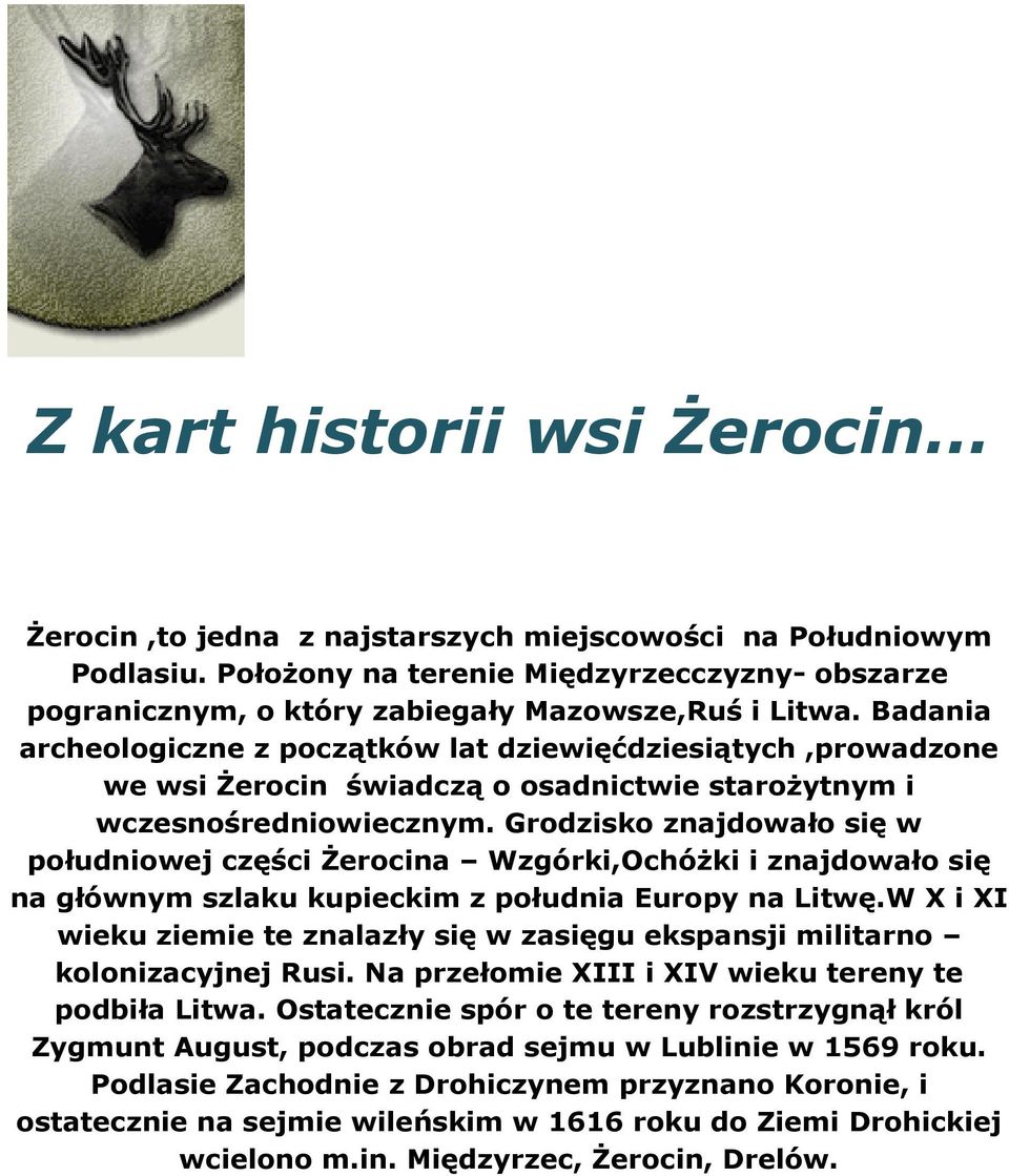 Grodzisko znajdowało się w południowej części Żerocina Wzgórki,Ochóżki i znajdowało się na głównym szlaku kupieckim z południa Europy na Litwę.