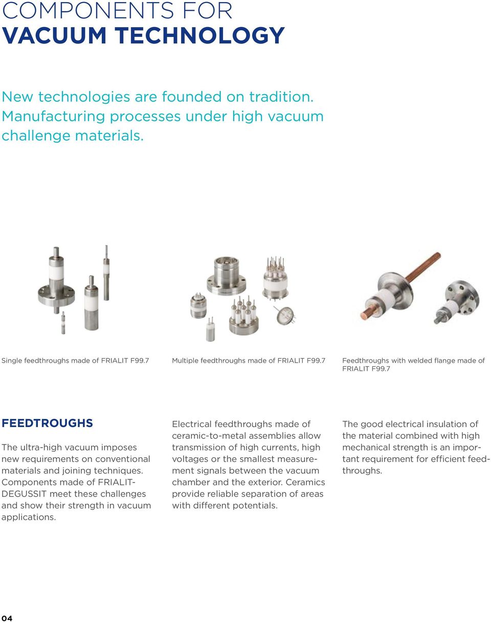 7 FEEDTROUGHS The ultrahigh vacuum imposes new requirements on conventional materials and joining techniques.