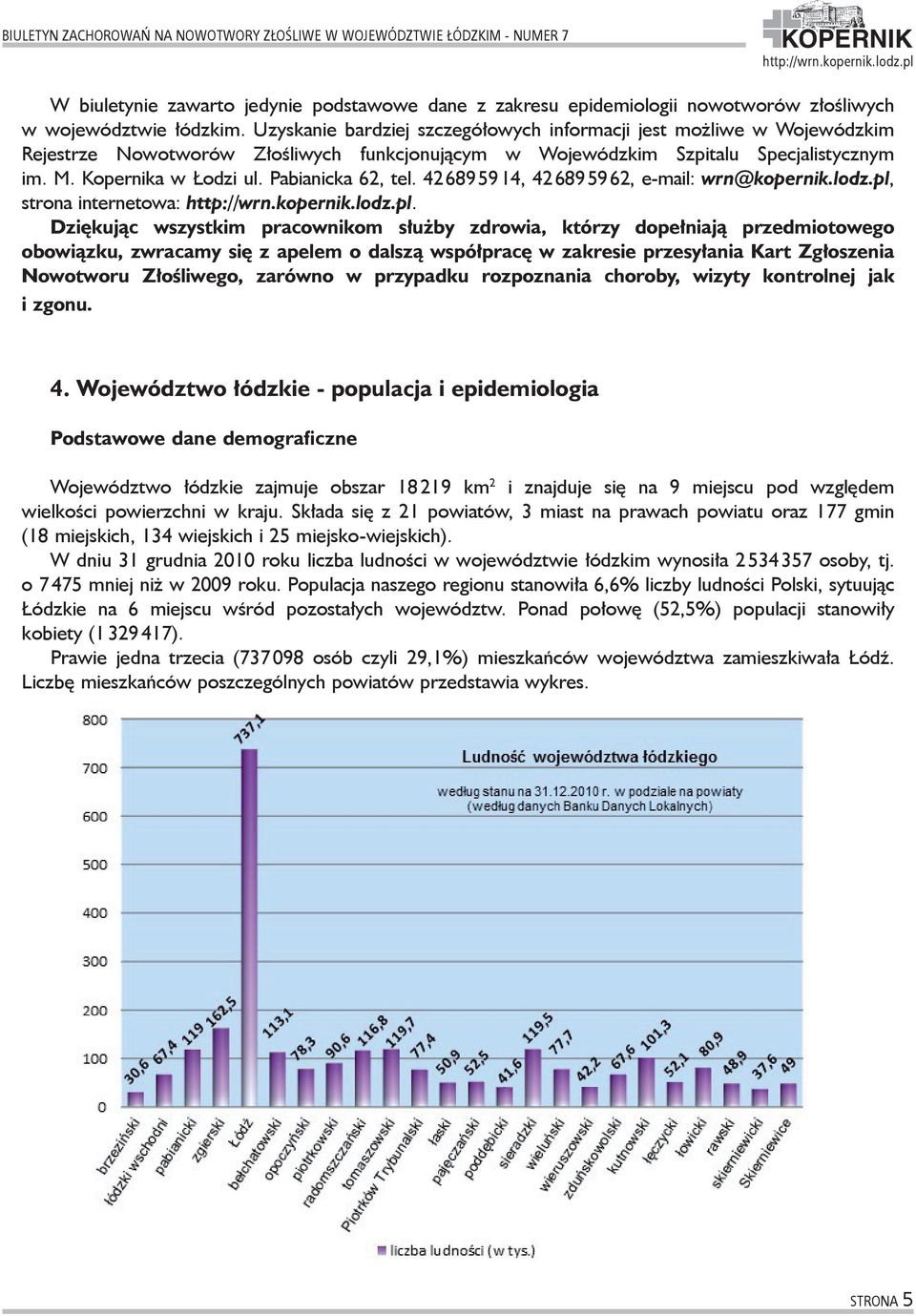 Pabianicka 62, tel. 42 689 59 14, 42 689 59 62, e-mail: wrn@kopernik.lodz.pl, strona internetowa:.