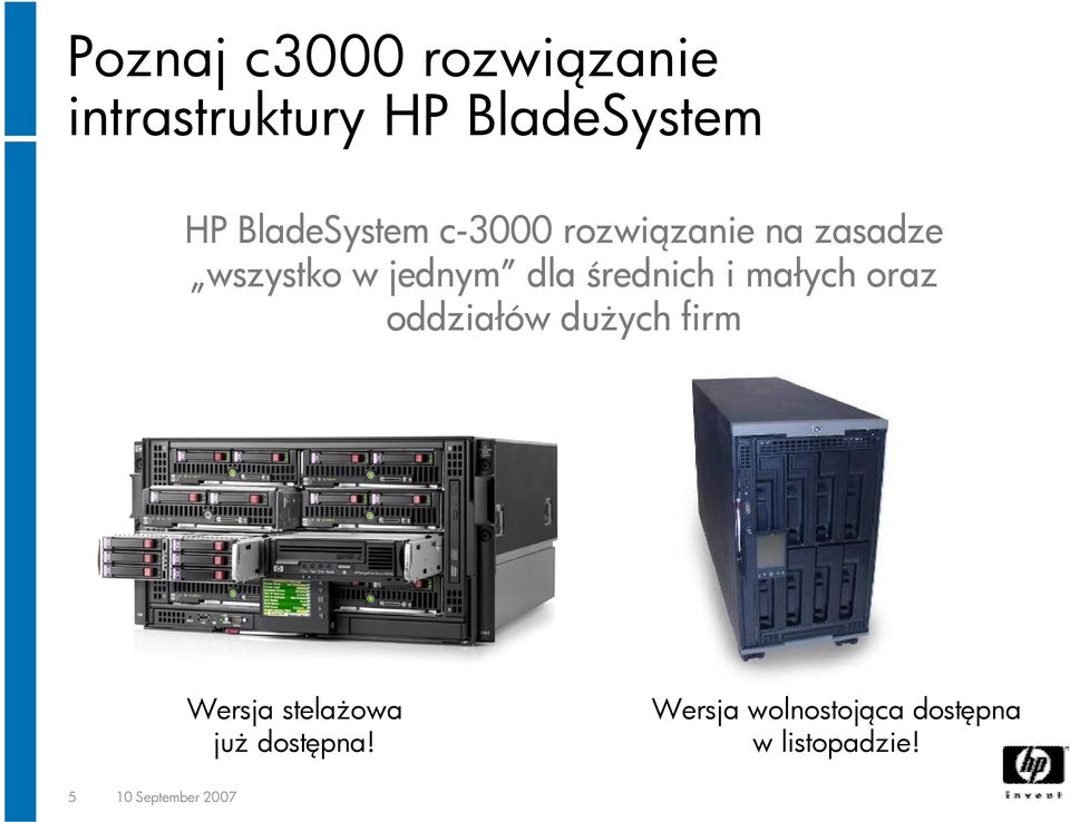 średnich i małych oraz oddziałów dużych firm Wersja stelażowa już