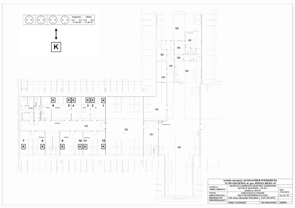 2031/93 LOALIZACJA GNIAZD SIECI TELEINFORMATYCZNEJ data: 19.04.2012r. TYTUŁ OPRACOWANIA rys. nr.