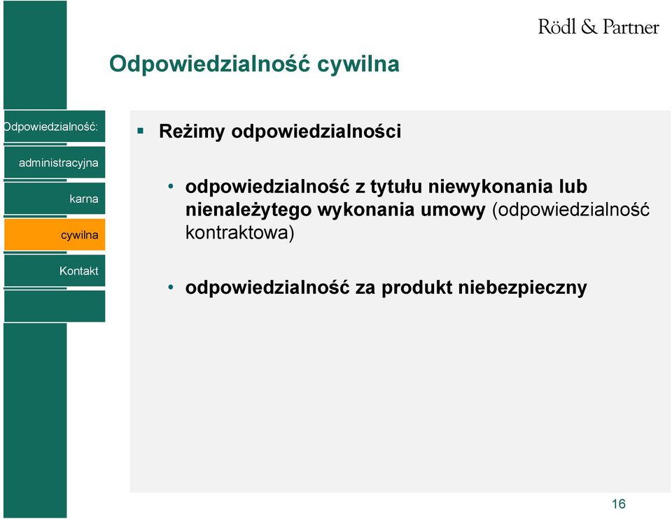 nienależytego wykonania umowy (odpowiedzialność