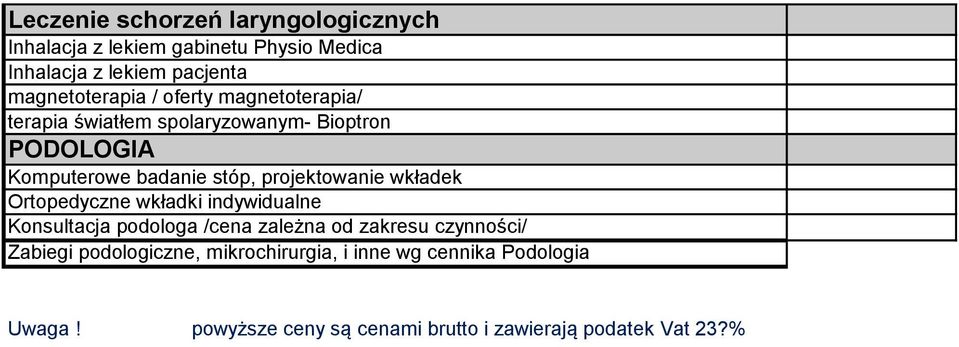 projektowanie wkładek Ortopedyczne wkładki indywidualne Konsultacja podologa /cena zależna od zakresu czynności/