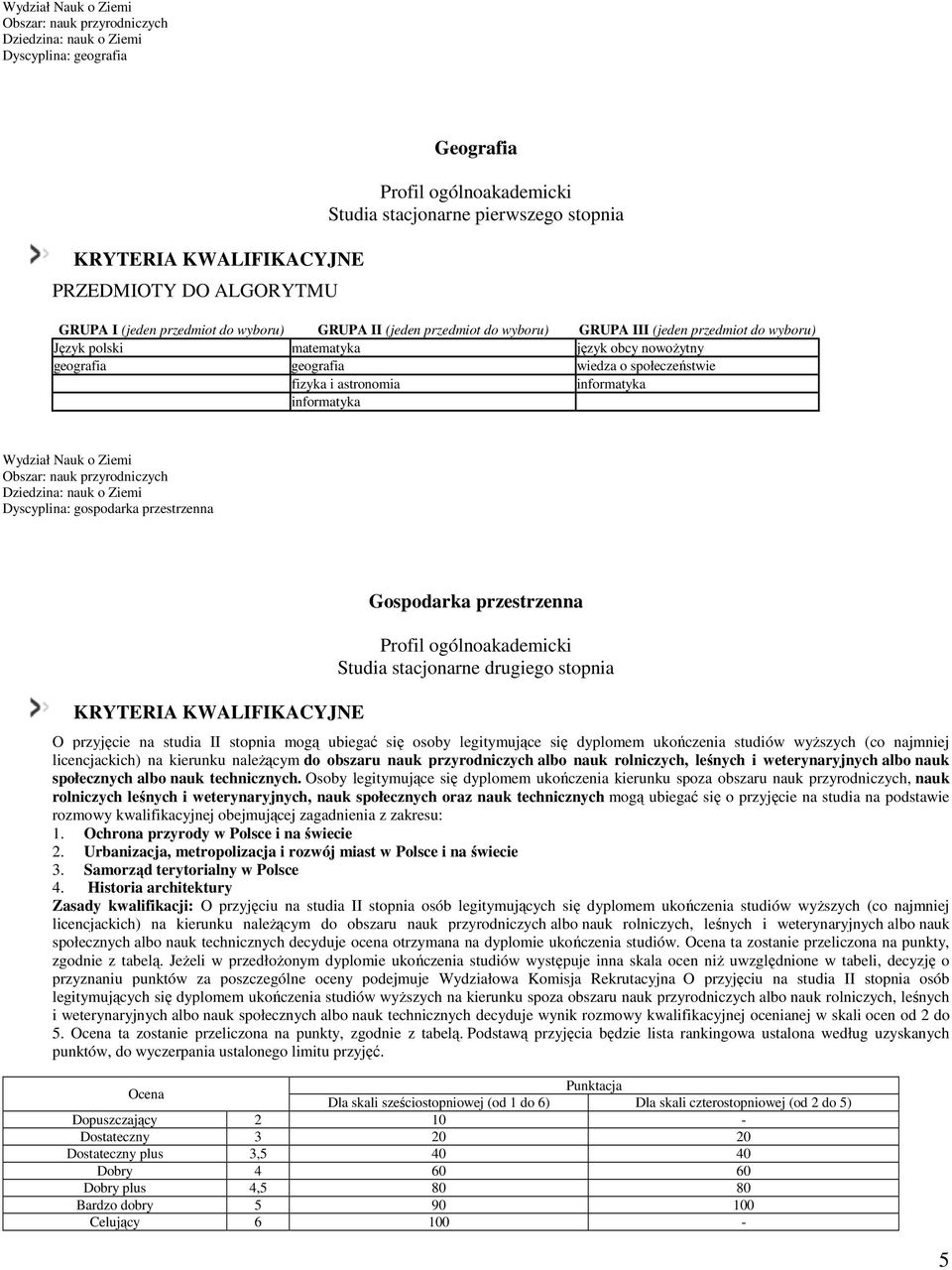 licencjackich) na kierunku należącym do obszaru nauk przyrodniczych albo nauk rolniczych, leśnych i weterynaryjnych albo nauk społecznych albo nauk technicznych.