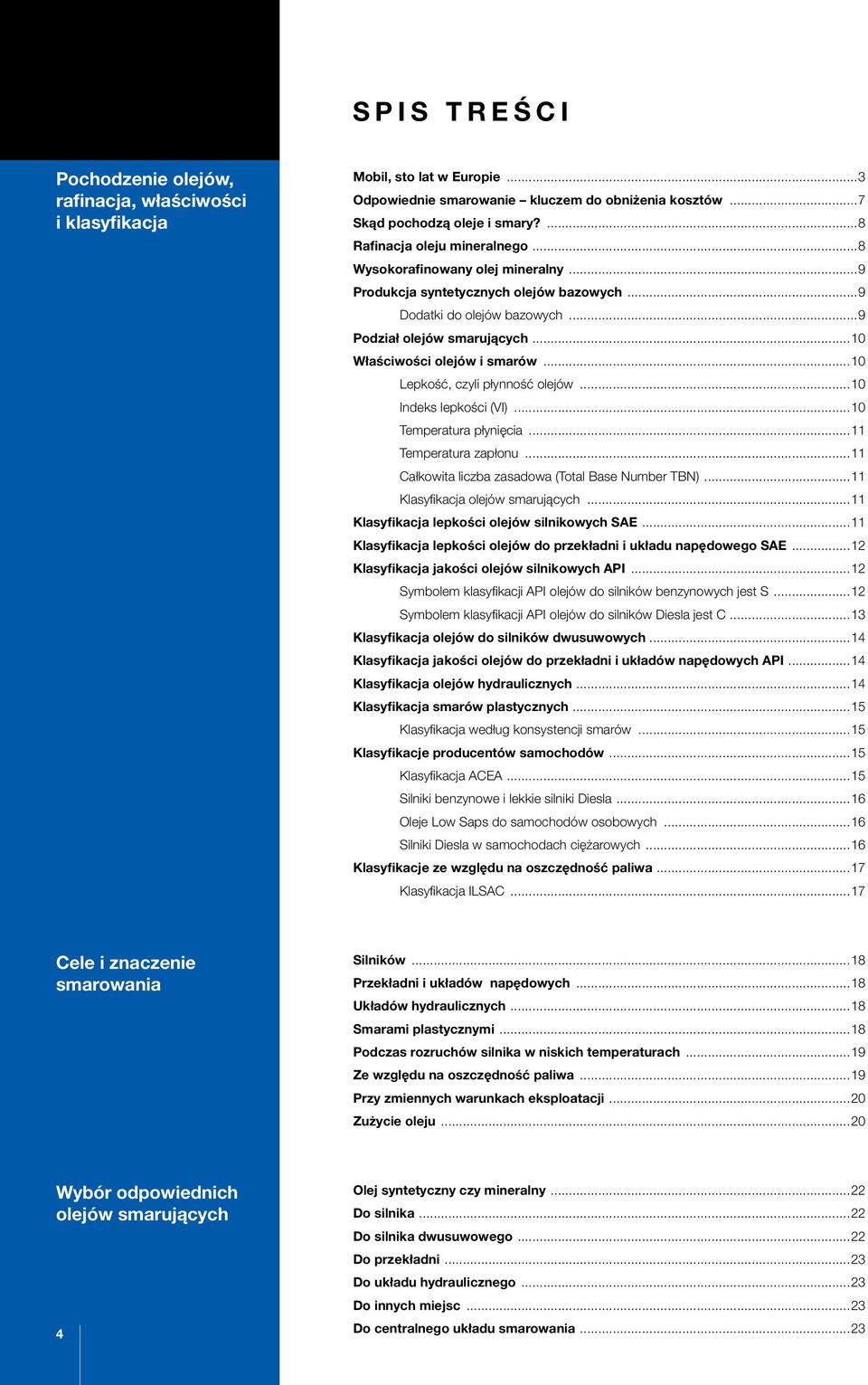 ..10 WłaÊciwoÊci olejów i smarów...10. LepkoÊç, czyli płynnoêç olejów...10. Indeks lepkoêci (VI)...10. Temperatura płyni cia...11. Temperatura zapłonu...11. Całkowita liczba zasadowa (Total Base Number TBN).