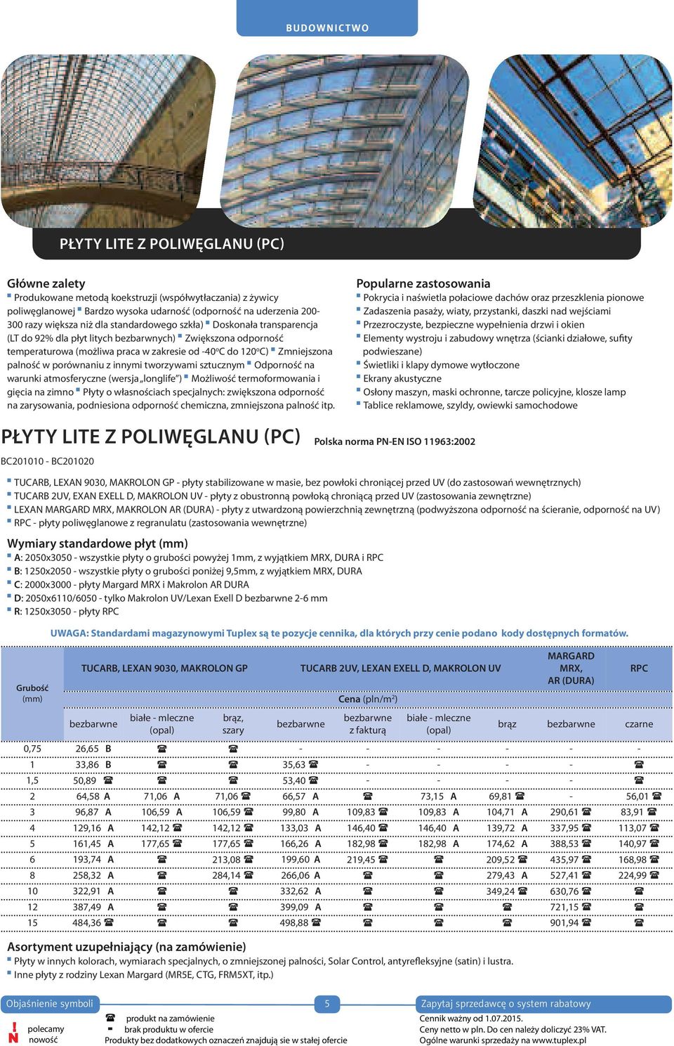 metodą koekstruzji (współwytłaczania) razy większa niż dla standardowego szkła) z żywicy Doskonała transparencja Przezroczyste, Pokrycia i naświetla połaciowe dachów oraz przeszklenia pionowe