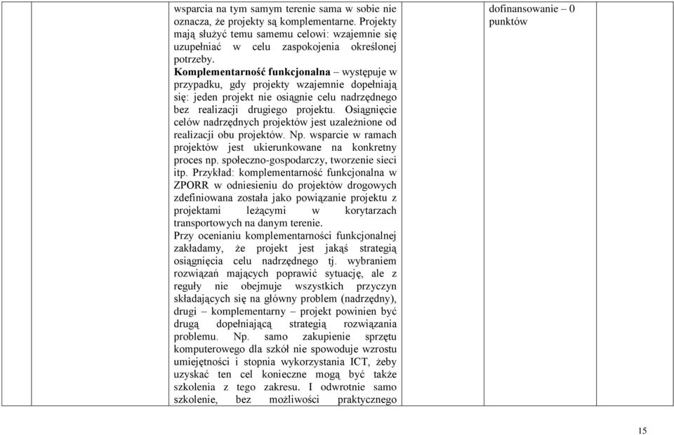 Osiągnięcie celów nadrzędnych projektów jest uzależnione od realizacji obu projektów. Np. wsparcie w ramach projektów jest ukierunkowane na konkretny proces np.