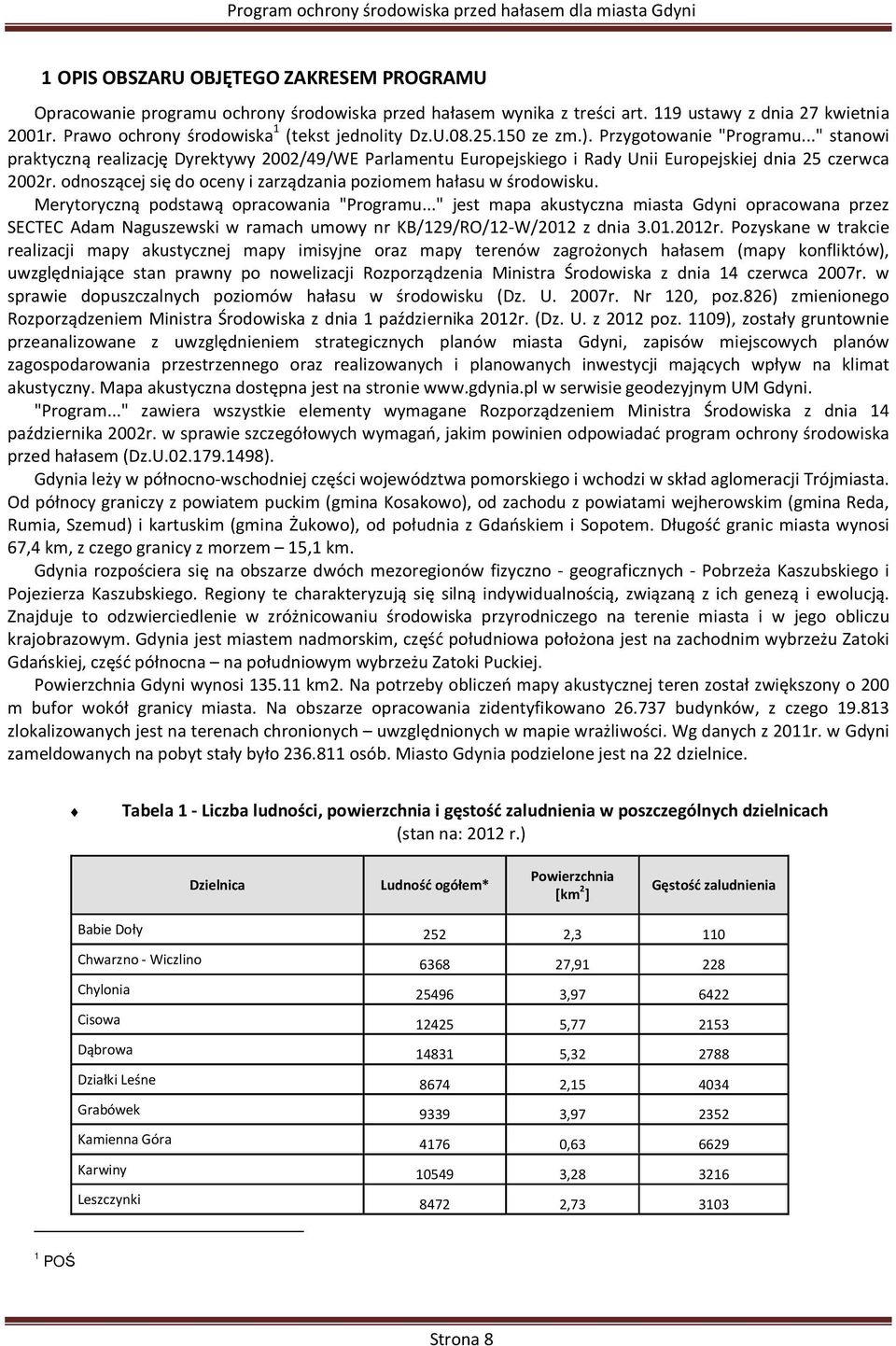 .." stanowi praktyczną realizację Dyrektywy 2002/49/WE Parlamentu Europejskiego i Rady Unii Europejskiej dnia 25 czerwca 2002r. odnoszącej się do oceny i zarządzania poziomem hałasu w środowisku.