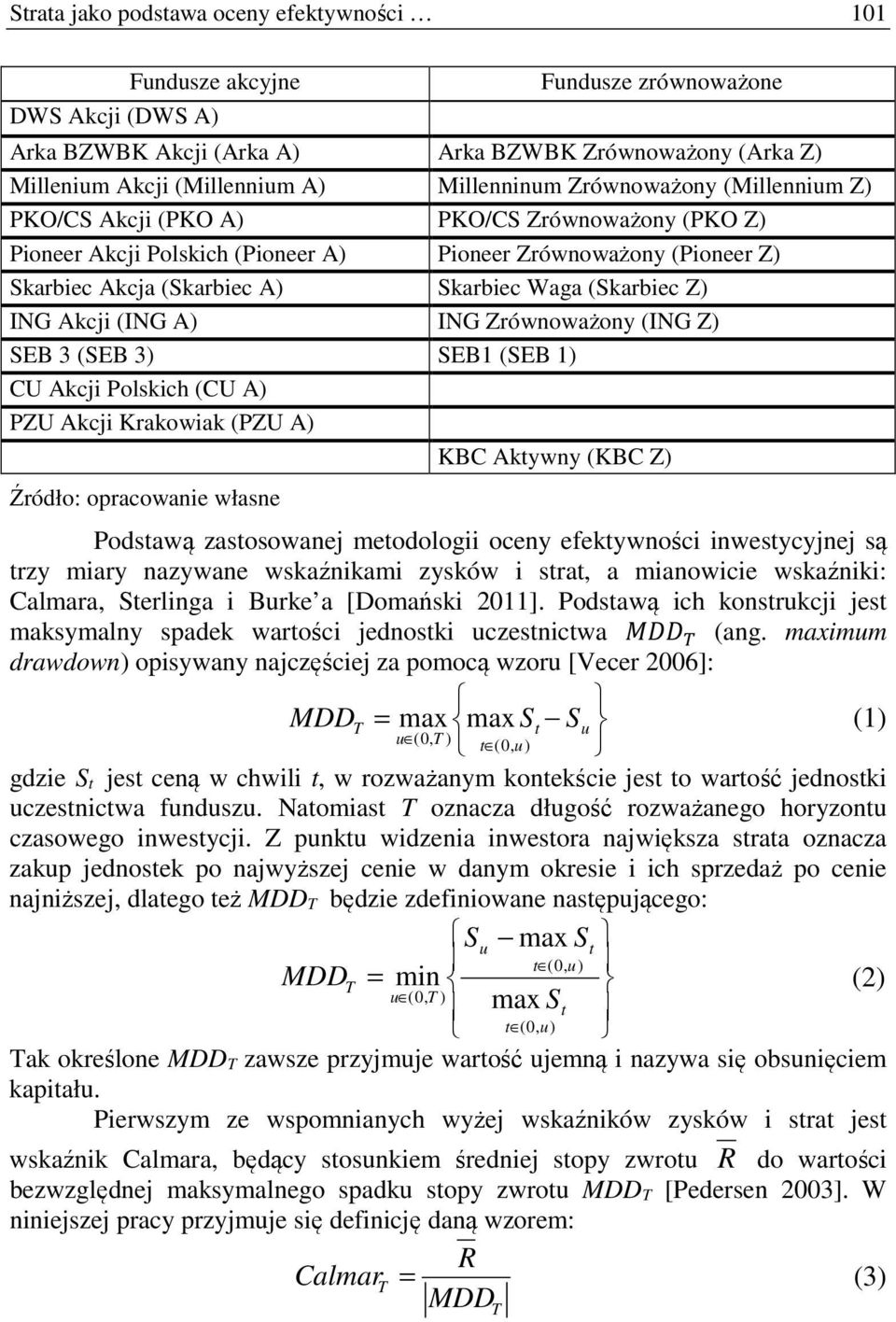 (Skarbiec Z) ING Akcji (ING A) ING Zrównoważony (ING Z) SEB 3 (SEB 3) SEB1 (SEB 1) CU Akcji Polskich (CU A) PZU Akcji Krakowiak (PZU A) KBC Aktywny (KBC Z) Podstawą zastosowanej metodologii oceny