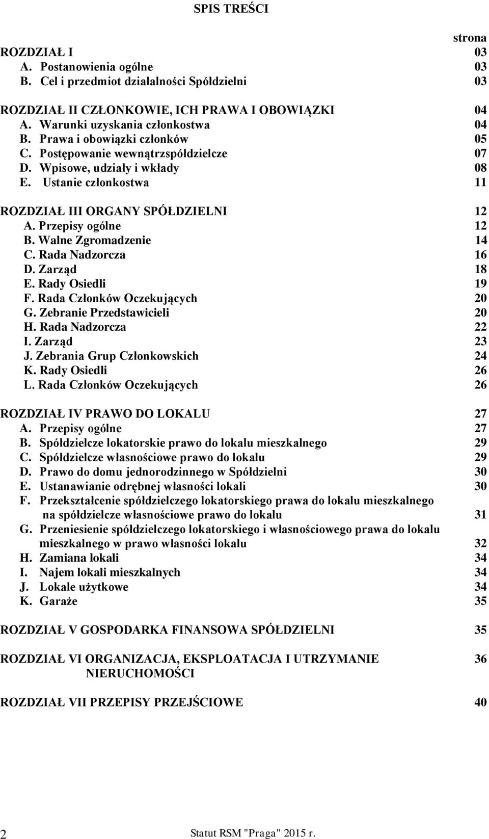 Walne Zgromadzenie 14 C. Rada Nadzorcza 16 D. Zarząd 18 E. Rady Osiedli 19 F. Rada Członków Oczekujących 20 G. Zebranie Przedstawicieli 20 H. Rada Nadzorcza 22 I. Zarząd 23 J.
