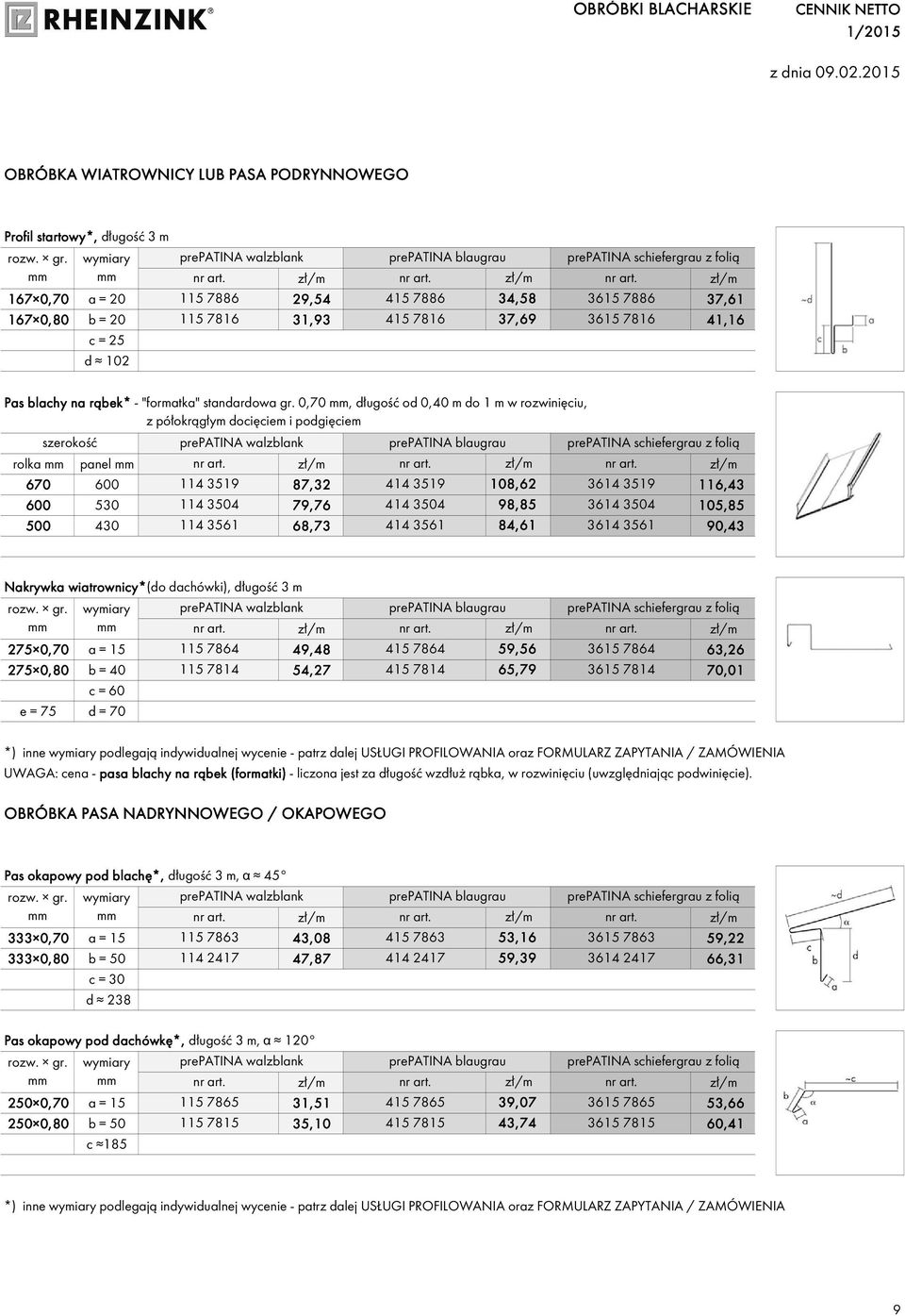 0,70, długość od 0,40 m do 1 m w rozwinięciu, z półokrągłym docięciem i podgięciem szerokość z folią rolka panel 670 600 114 3519 87,32 414 3519 108,62 3614 3519 116,43 600 530 114 3504 79,76 414