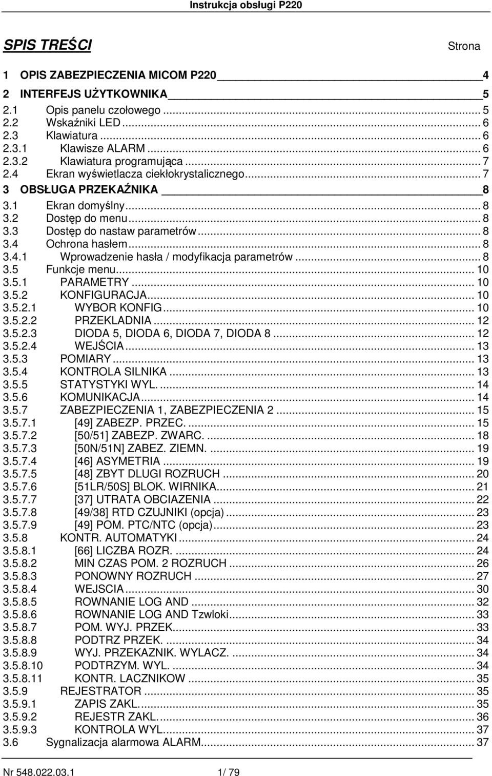 .. 8 3.5 Funkcje menu... 10 3.5.1 PARAMETRY... 10 3.5.2 KONFIGURACJA... 10 3.5.2.1 WYBOR KONFIG... 10 3.5.2.2 PRZEKLADNIA... 12 3.5.2.3 DIODA 5, DIODA 6, DIODA 7, DIODA 8... 12 3.5.2.4 WEJŚCIA... 13 3.