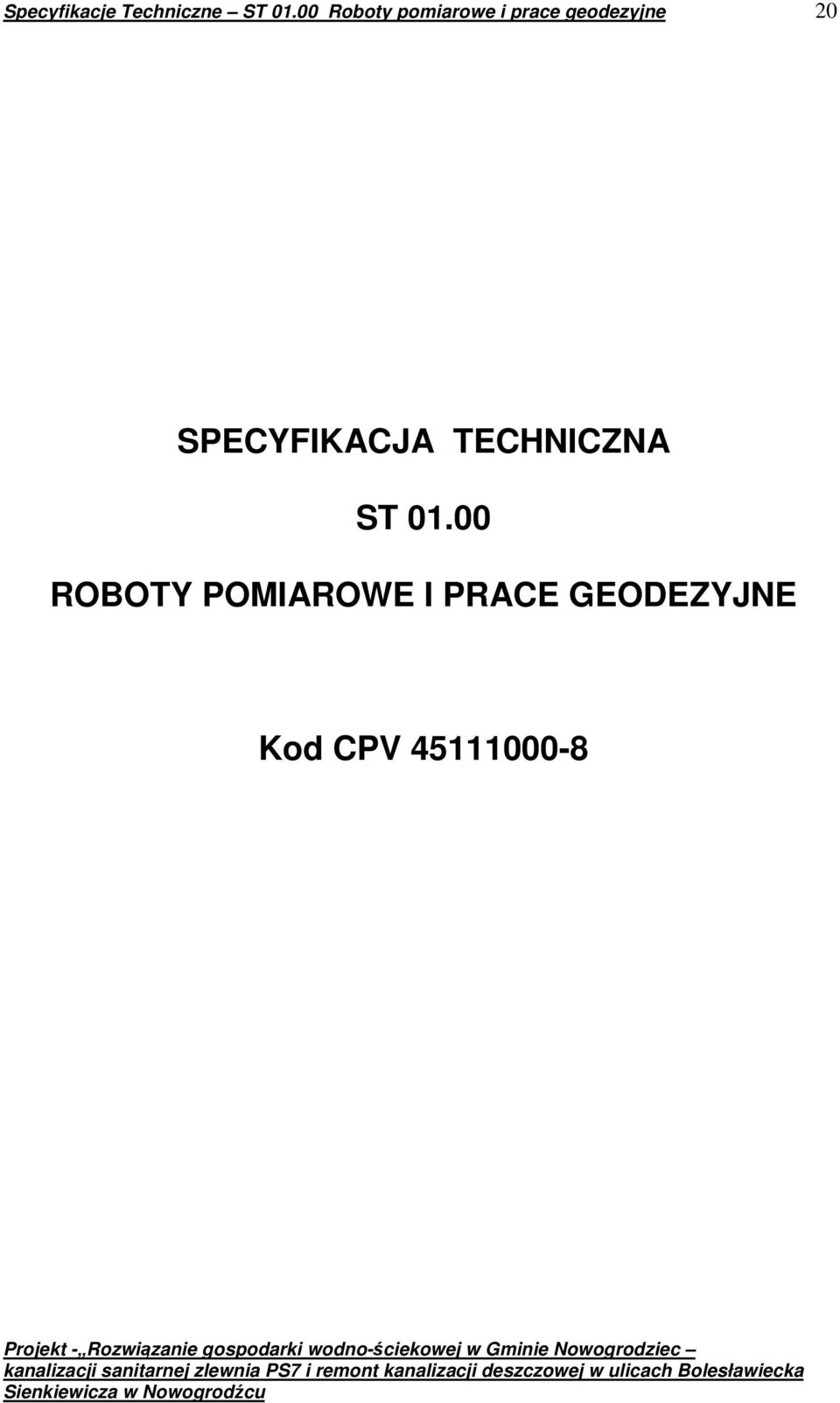 20 SPECYFIKACJA TECHNICZNA ST 01.