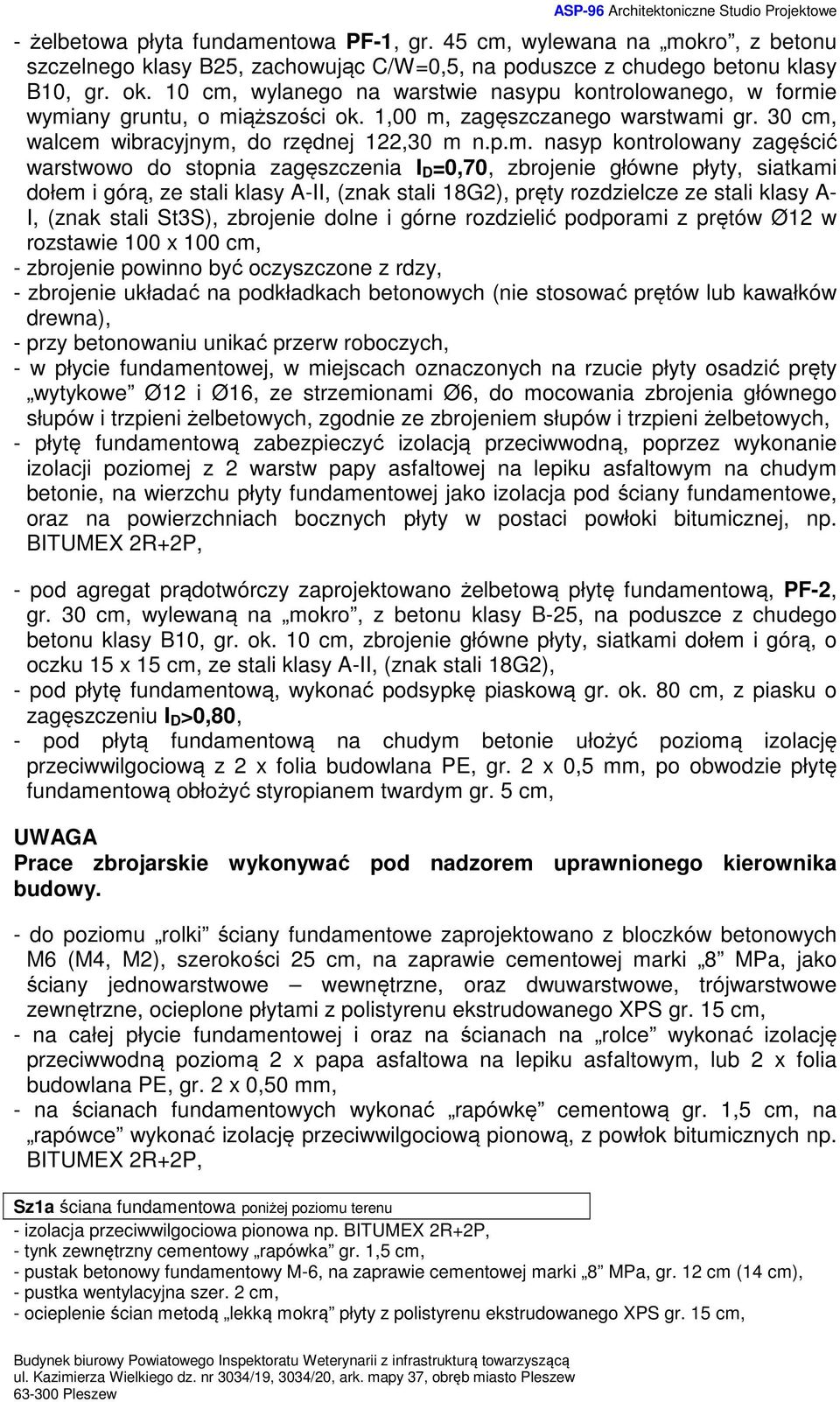 wylanego na warstwie nasypu kontrolowanego, w formi