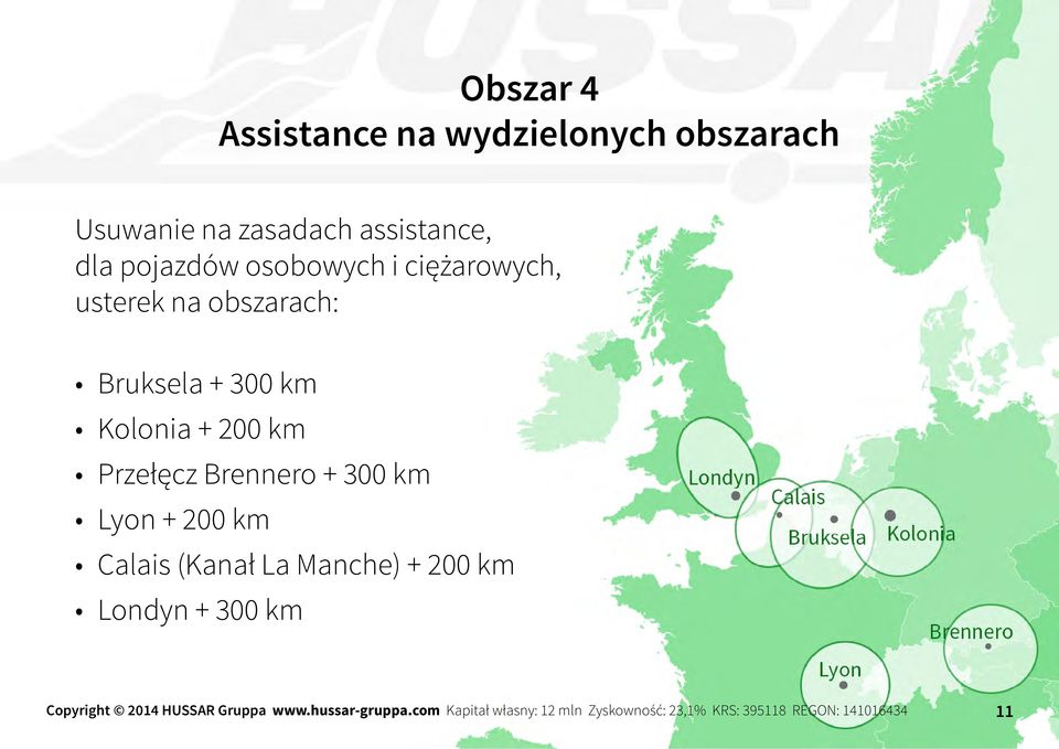 Brennero + 300 km Lyon + 200 km Calais (Kanał La Manche) + 200 km Londyn + 300 km Copyright 2014