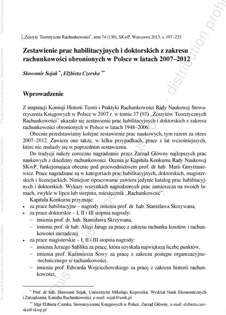 Praktyki Rachunkowości Rady Naukowej Stowarzyszenia Księgowych w Polsce w r.