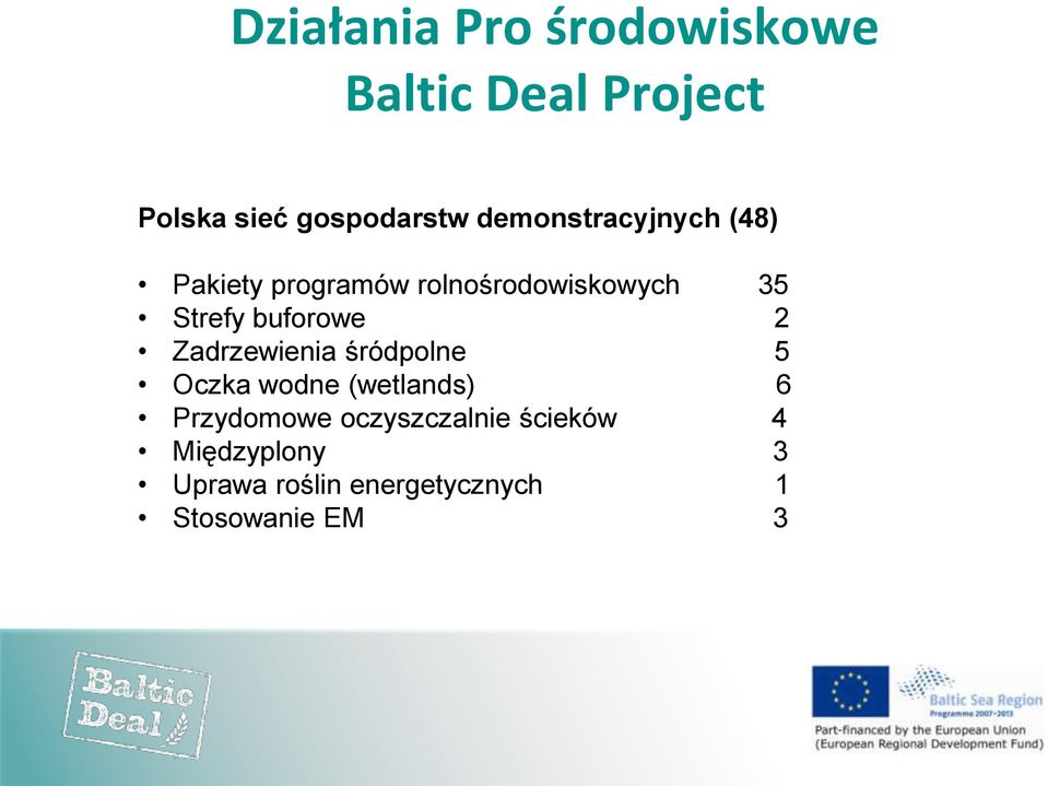 buforowe 2 Zadrzewienia śródpolne 5 Oczka wodne (wetlands) 6 Przydomowe