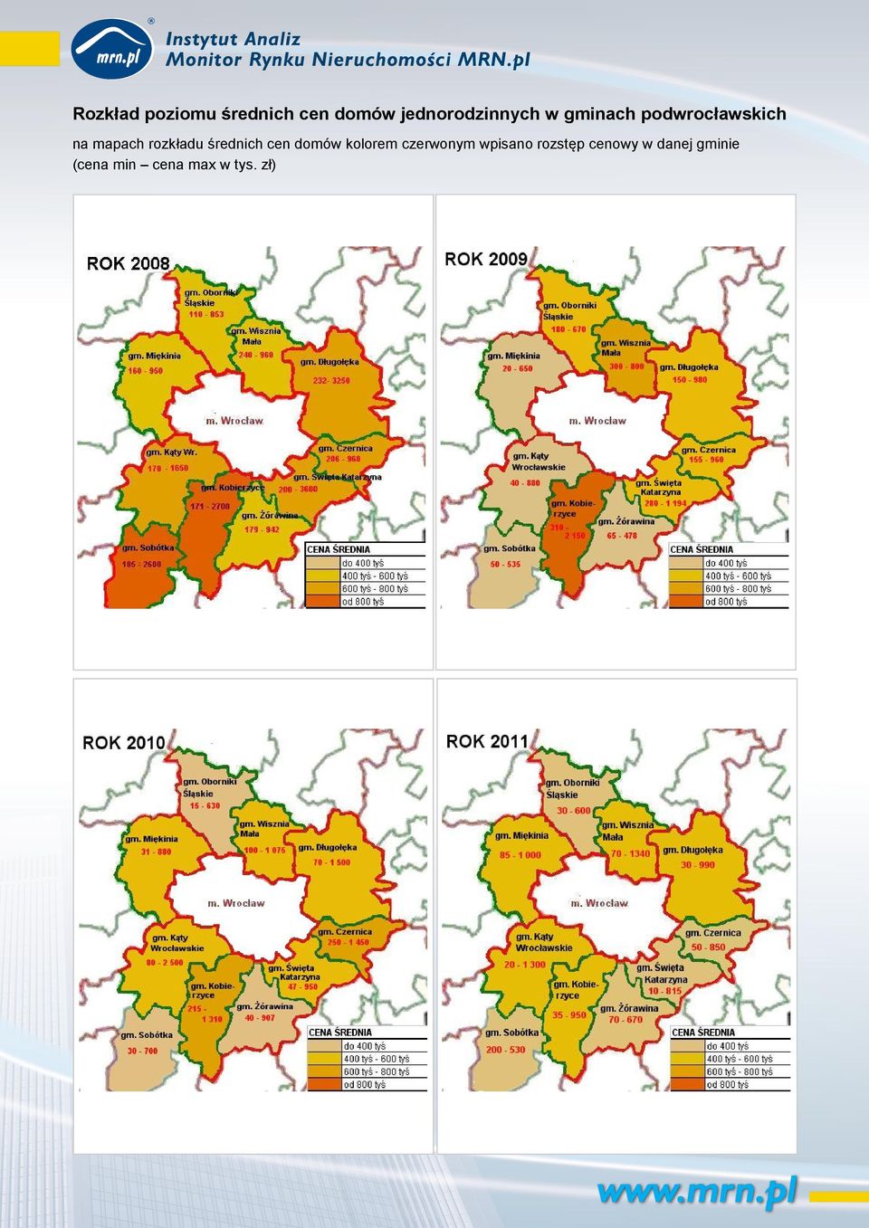 mapach rozkładu średnich cen domów kolorem