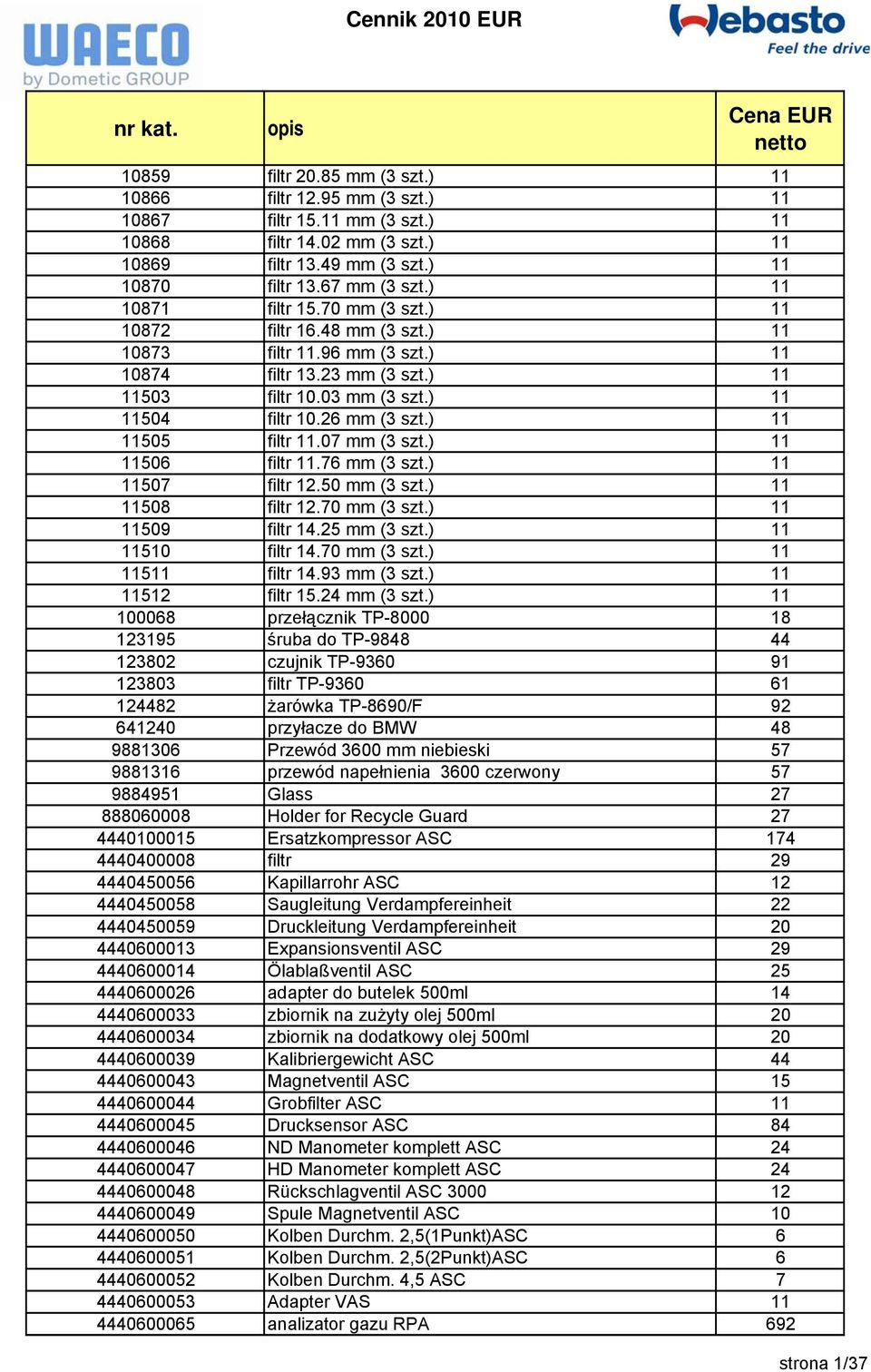 ) 11 11505 filtr 11.07 mm (3 szt.) 11 11506 filtr 11.76 mm (3 szt.) 11 11507 filtr 12.50 mm (3 szt.) 11 11508 filtr 12.70 mm (3 szt.) 11 11509 filtr 14.25 mm (3 szt.) 11 11510 filtr 14.70 mm (3 szt.) 11 11511 filtr 14.