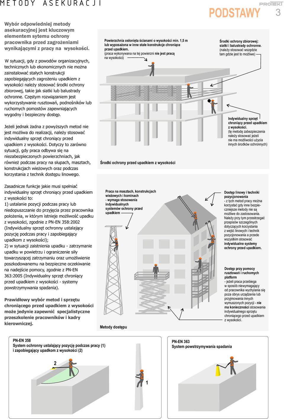 zbiorowej, takie jak siatki lub balustrady ochronne. Częstym rozwiązaniem jest wykorzystywanie rusztowań, podnośników lub ruchomych pomostów zapewniających wygodny i bezpieczny dostęp.