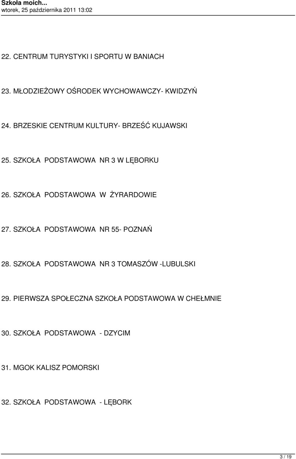 SZKOŁA PODSTAWOWA W ŻYRARDOWIE 27. SZKOŁA PODSTAWOWA NR 55- POZNAŃ 28.