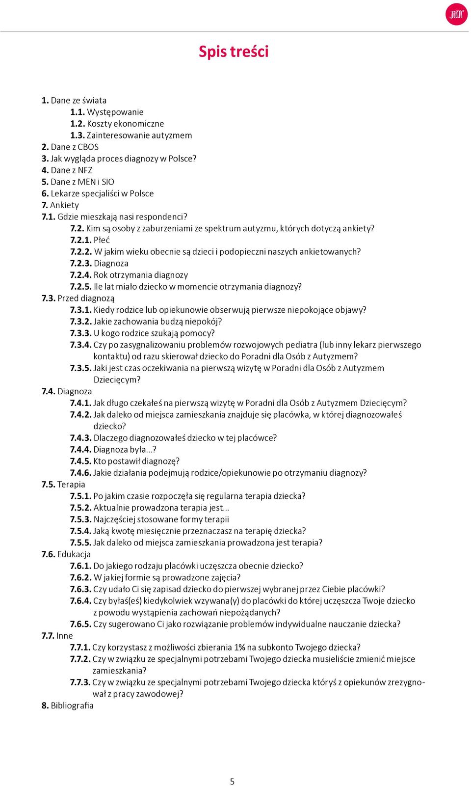 7.2.3. Diagnoza 7.2.4. Rok otrzymania diagnozy 7.2.5. Ile lat miało dziecko w momencie otrzymania diagnozy? 7.3. Przed diagnozą 7.3.1.