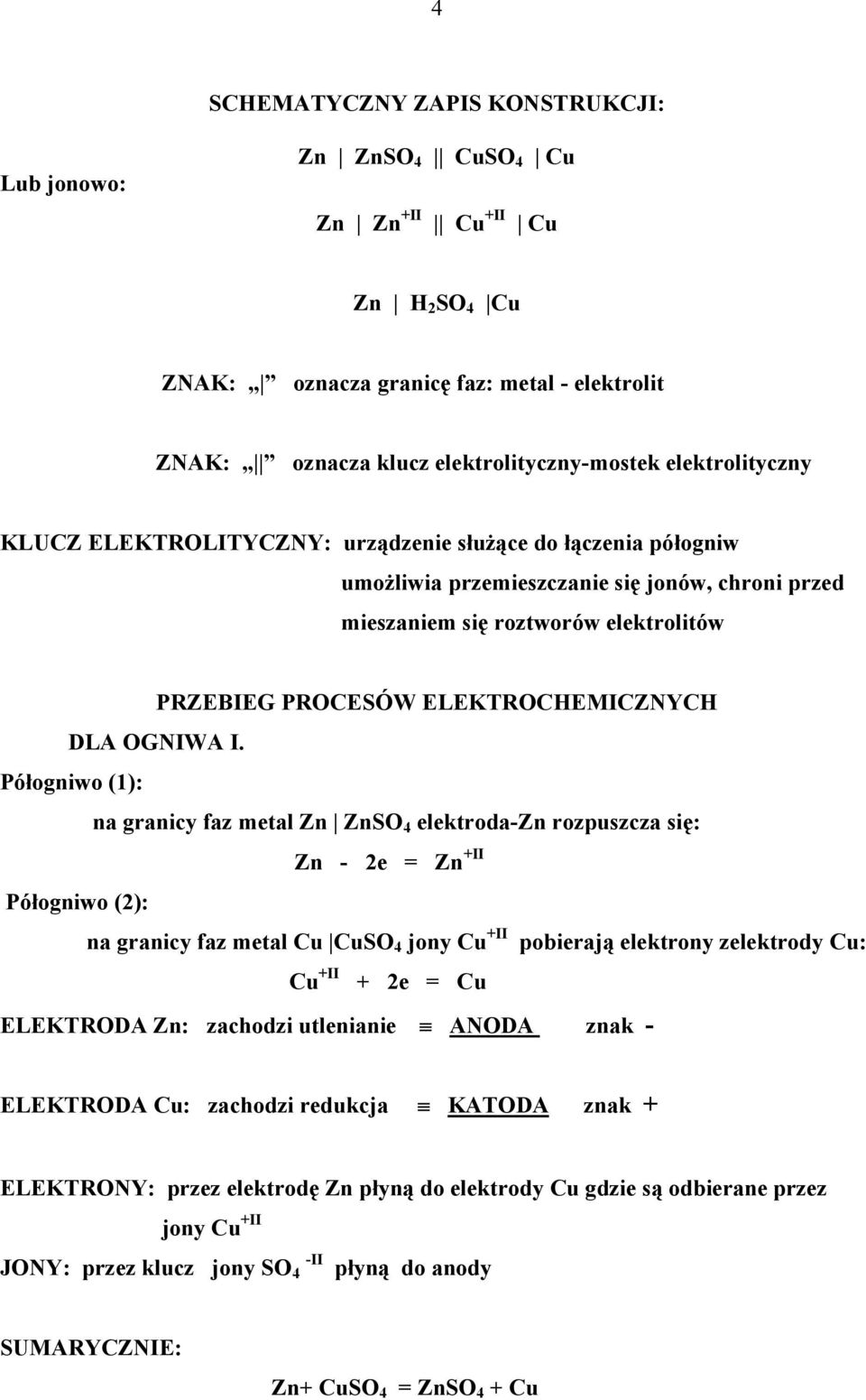 ELEKTROCHEMICZNYCH DLA OGNIWA I.