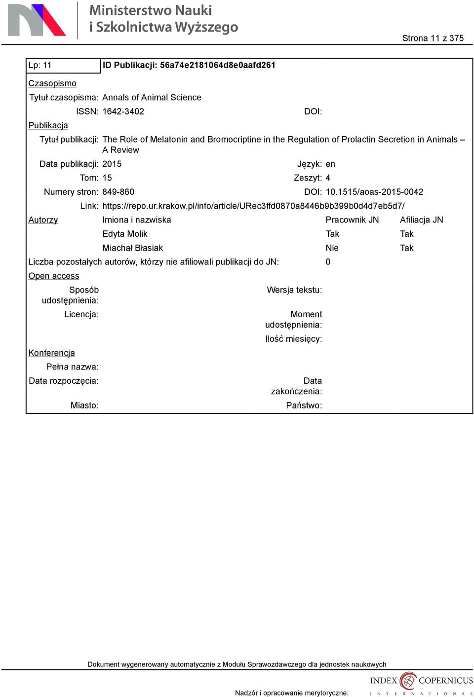 Tom: 15 Zeszyt: 4 Numery stron: 849-860 10.1515/aoas-2015-0042 Link: https://repo.ur.krakow.