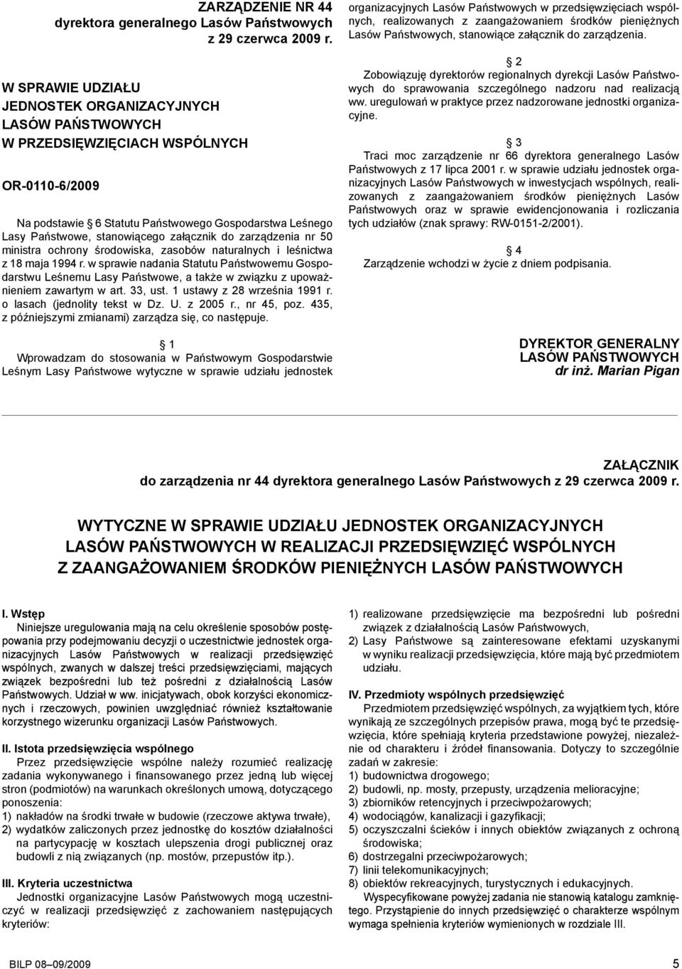 załącznik do zarządzenia nr 50 ministra ochrony środowiska, zasobów naturalnych i leśnictwa z 18 maja 1994 r.