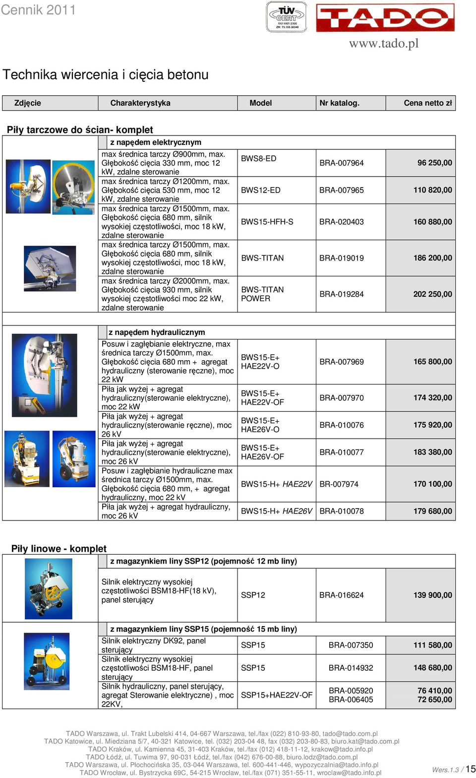 Głębokość cięcia 680 mm, silnik wysokiej częstotliwości, moc 18 kw, zdalne sterowanie max średnica tarczy Ø1500mm, max.