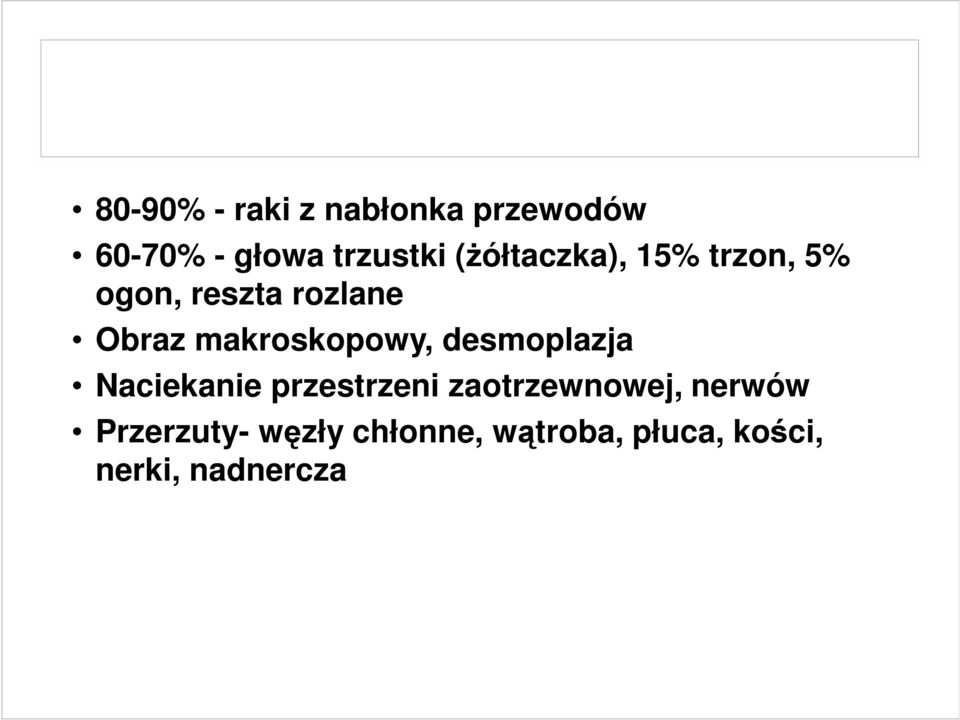 makroskopowy, desmoplazja Naciekanie przestrzeni