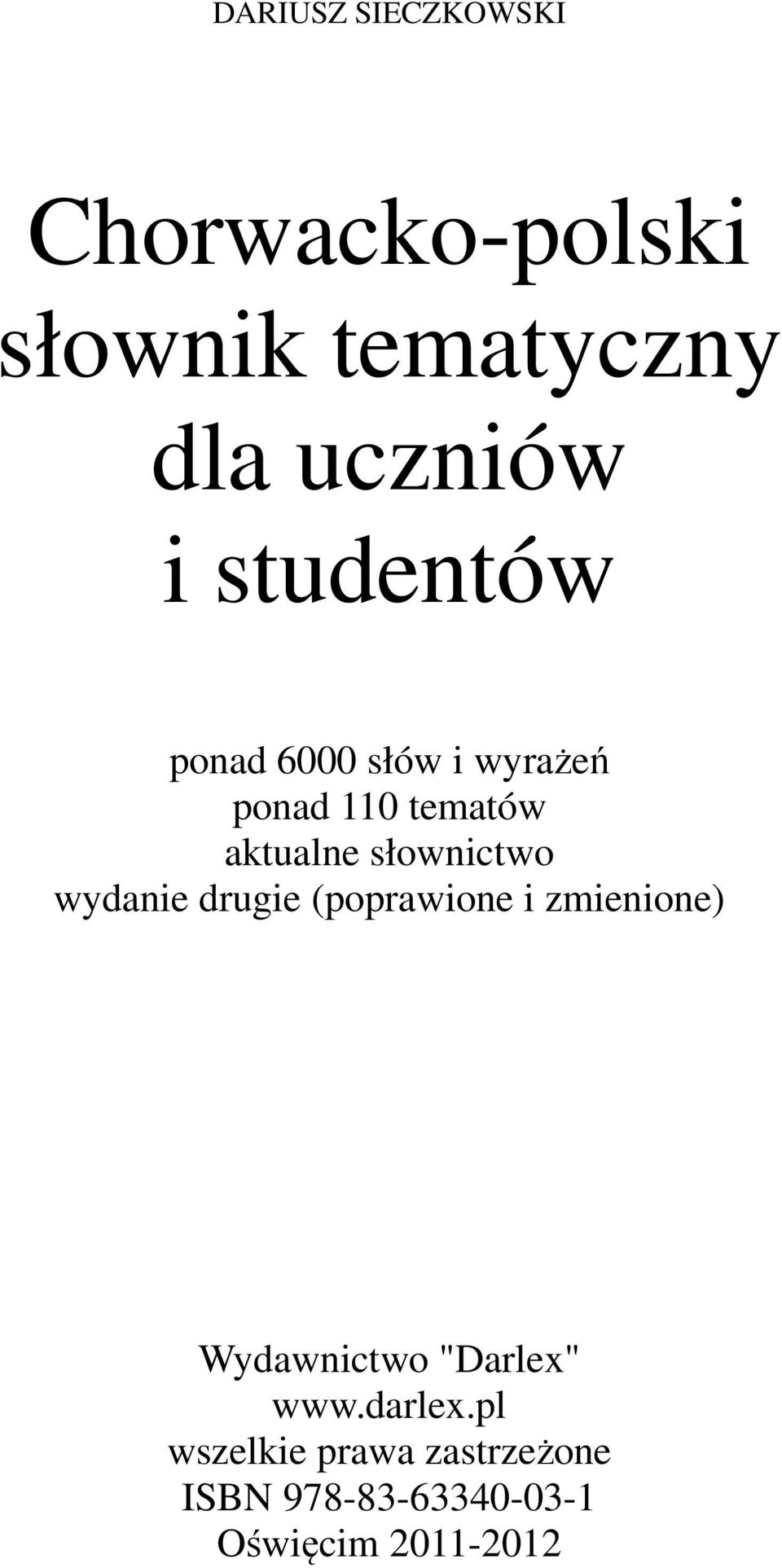 słownictwo wydanie drugie (poprawione i zmienione) Wydawnictwo "Darlex"