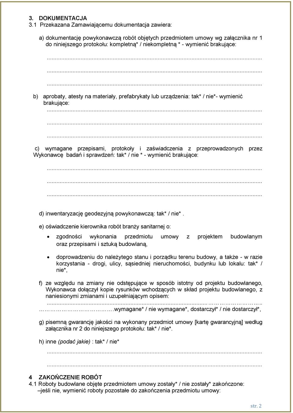 PROTOKÓŁ ODBIORU KOŃCOWEGO ROBÓT BUDOWLANYCH - PDF Free Download